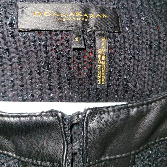 Donna Karan Knit & Leather Cardigan - Picture 2 of 2